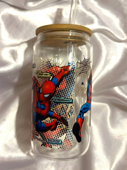 spiderman glass cup ♡