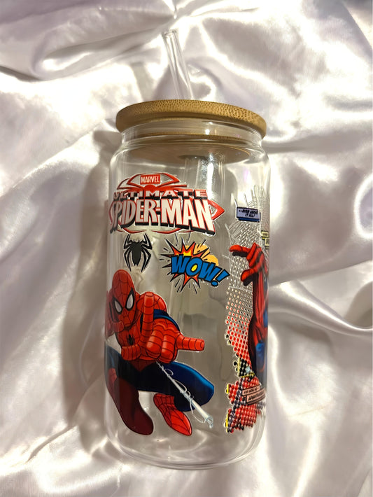 spiderman glass cup ♡