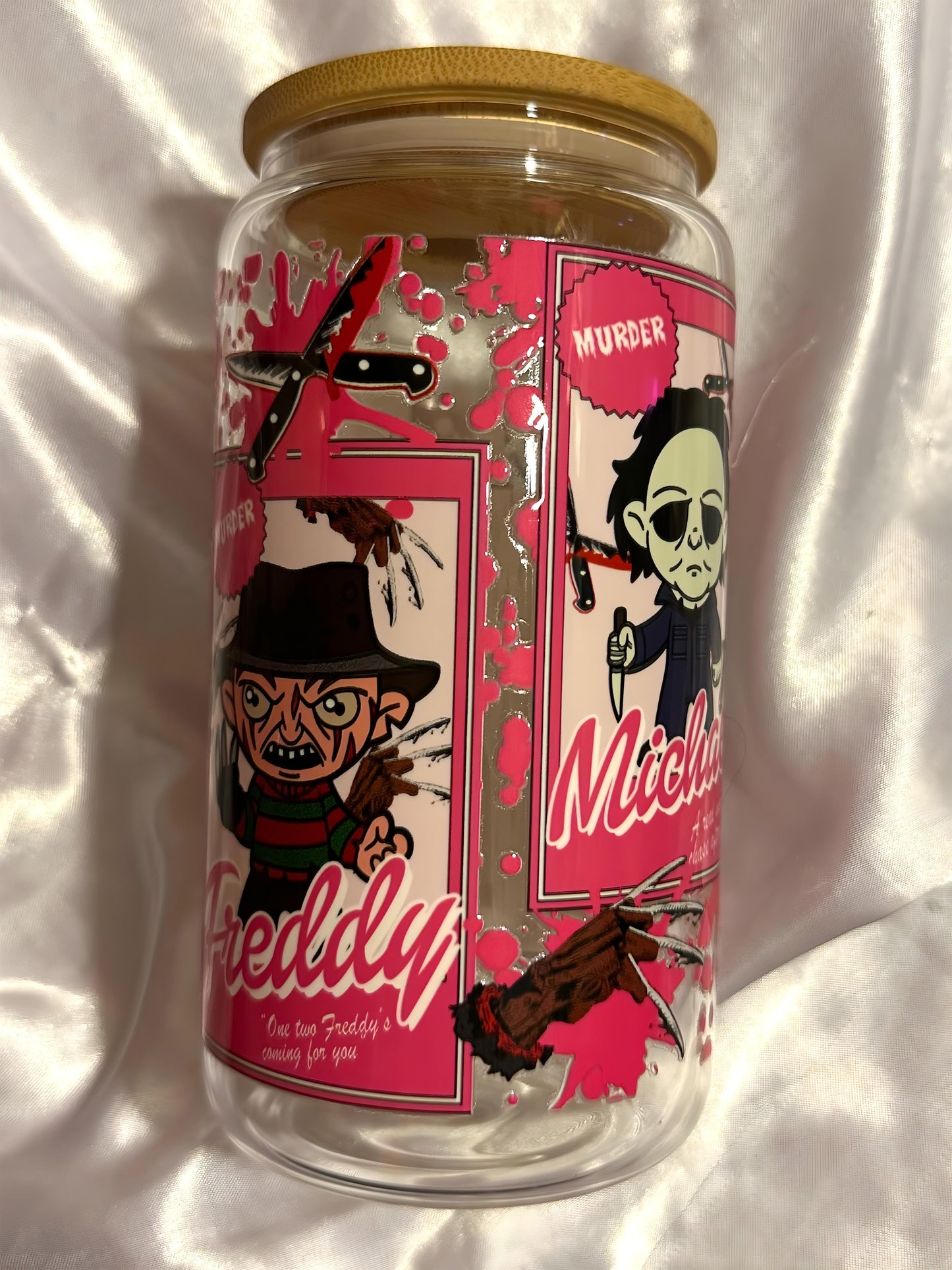 pink horror glass cup ♡